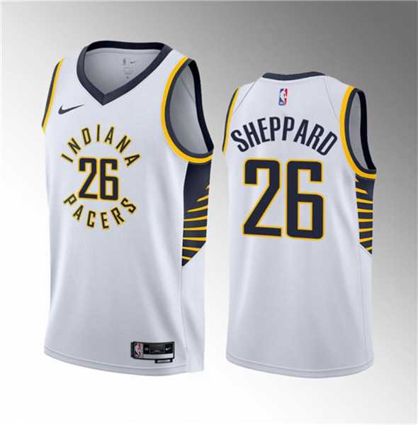 Mens Indiana Pacers #26 Ben Sheppard White 2023 Draft Association Edition Stitched Basketball Jersey Dzhi